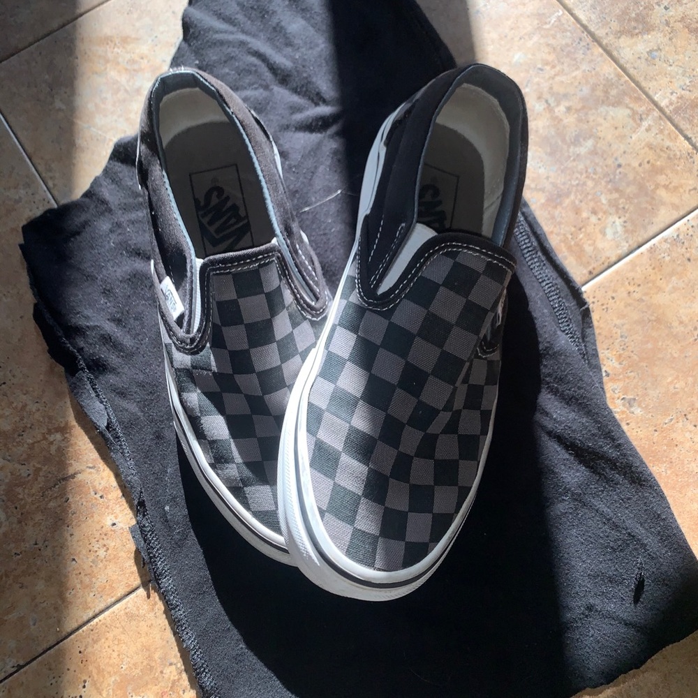 Gray/Black Checkered Vans